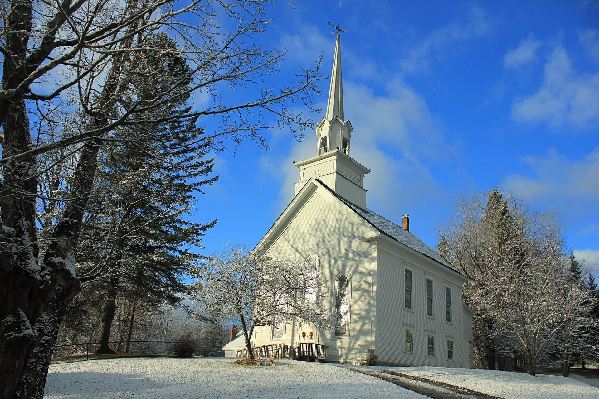 Burke, Vermont church in winter