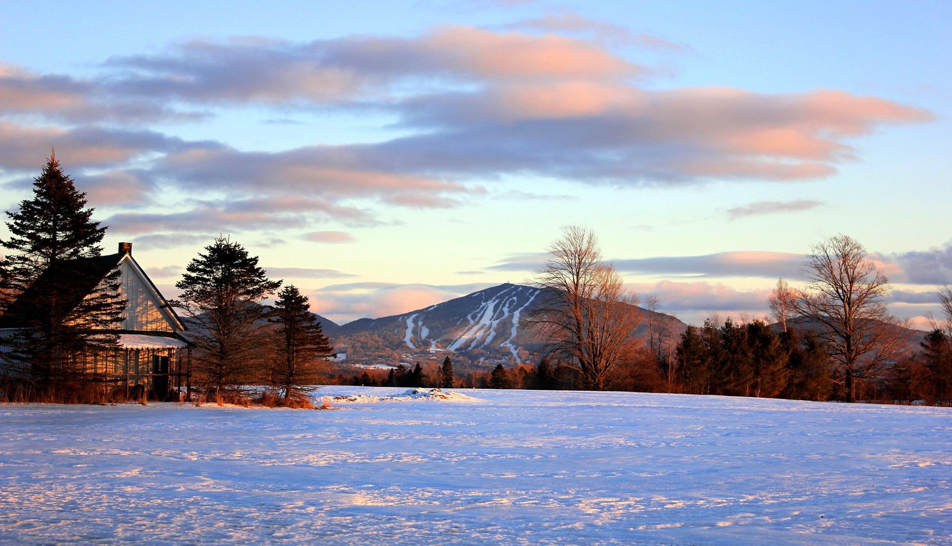 A view of Burke Mountain in winter