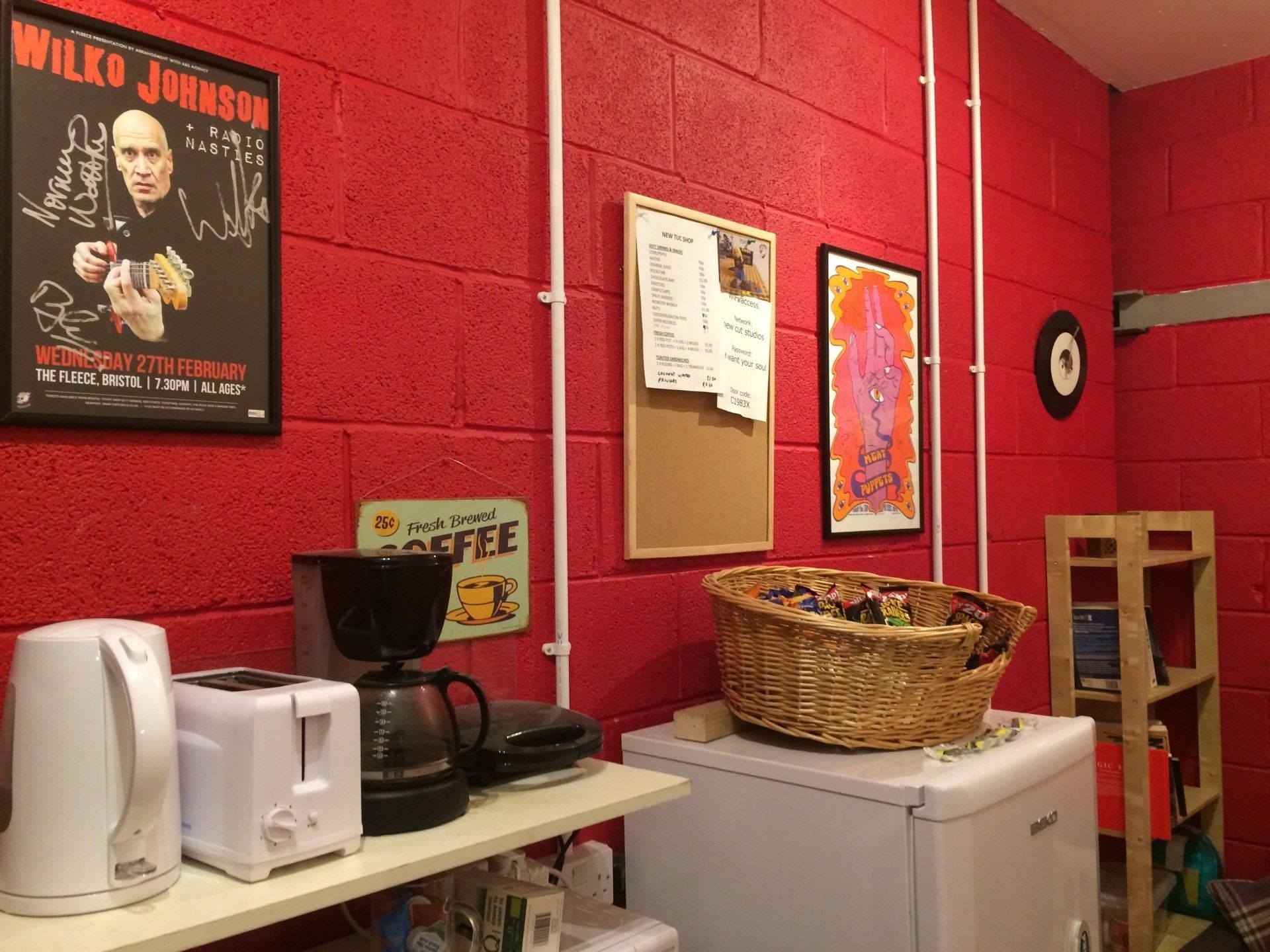 A view of the chillout area, maybe you want something to eat please feel free to use our microwave and fridge at New Cut Studios