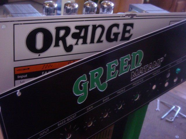Green Matamp faceplate over Orange amp