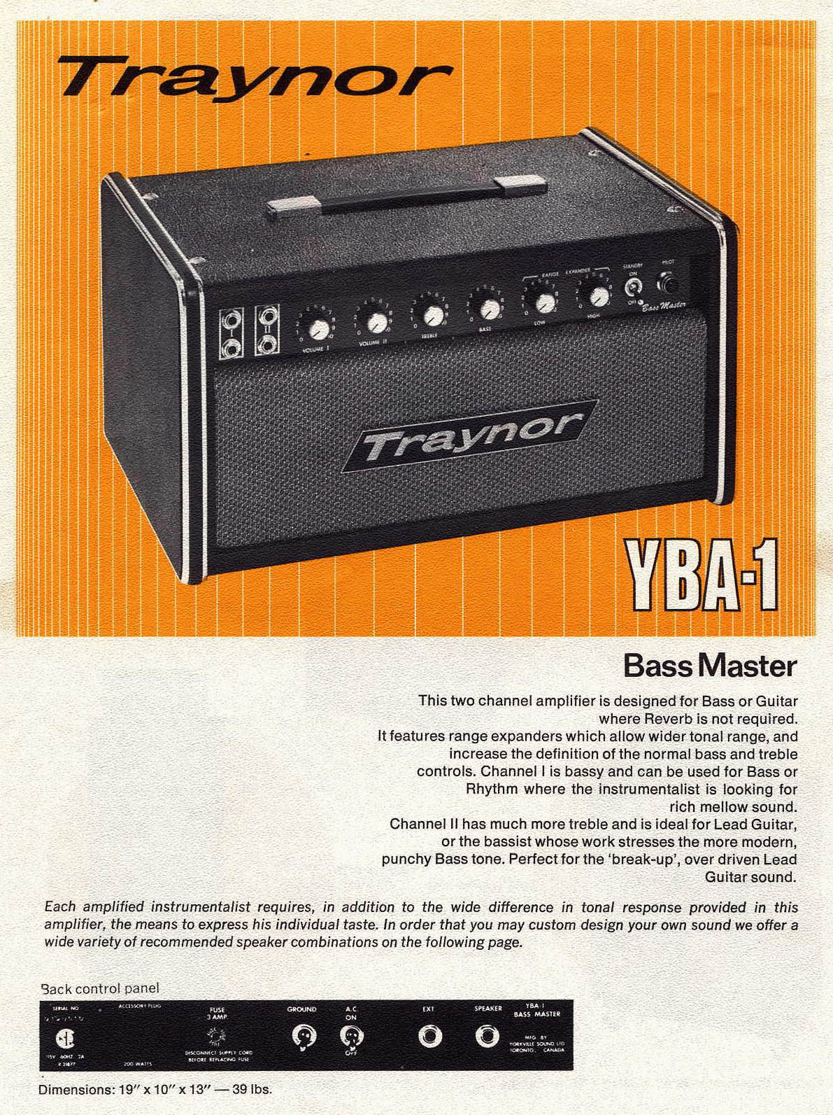 1970s Traynor YBA-1 Bass Master, chunky, rugged, indestructible.