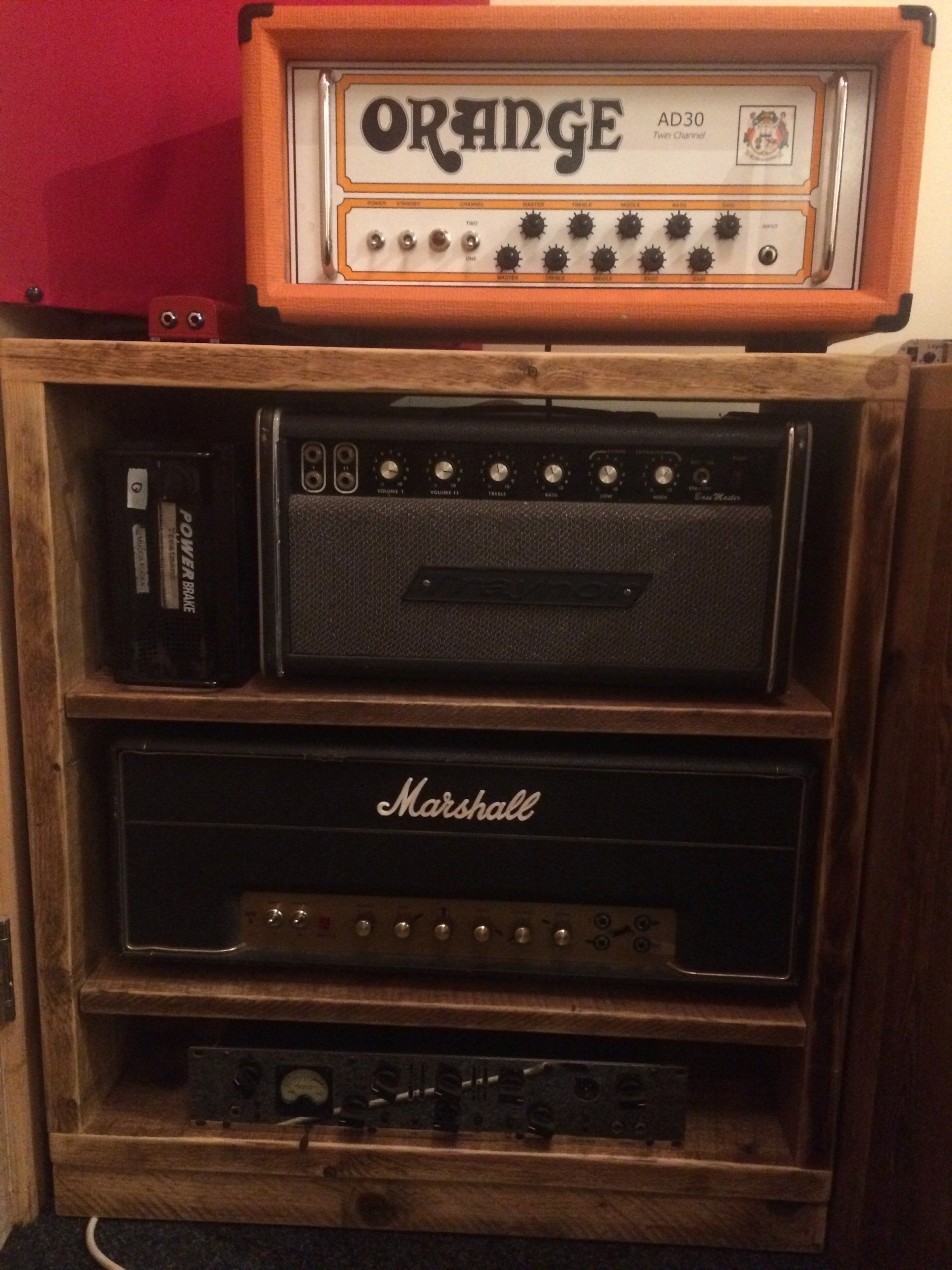 The amp stack in the control room at New Cut Studios