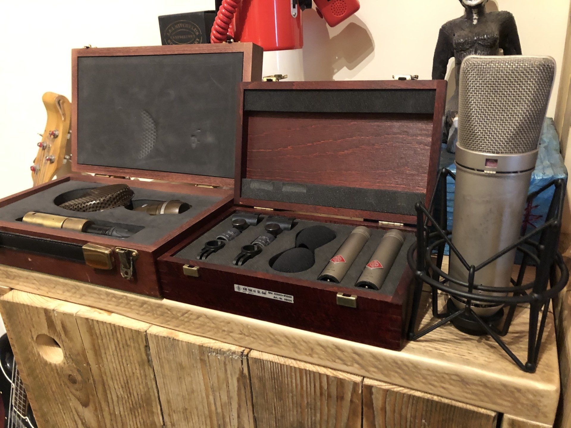 Classic mics at New Cut Studios a Coles-4038, a pair of Neumann km184'-'s matched pair and Neumann u87 P48