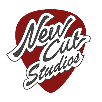 New Cut Studios - Logo - Red Plectrum with 60;s style American diner text