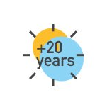 A logo for a company that has been around for 20 years.