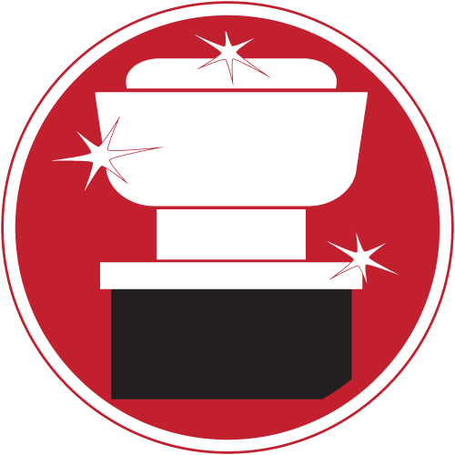 A white toilet is sitting on top of a black box in a red circle. A white toilet is sitting on top of a black box in a red circle.