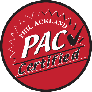 A phil ackland pac certified logo with a check mark A phil ackland pac certified logo with a check mark