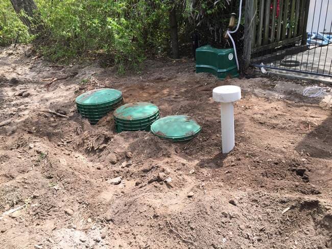 Three septic tanks buried underground