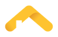 a yellow arrow pointing up with a house in the background