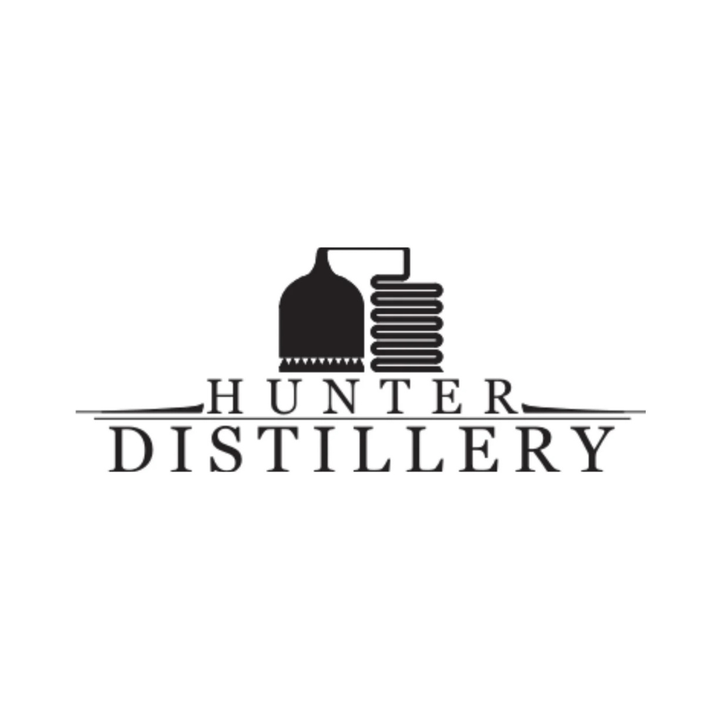 Hunter Distillery logo: still silhouette above text “Hunter Distillery”