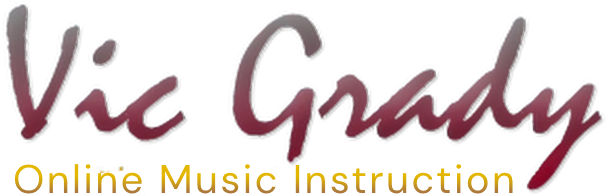 A logo for vic grady online music instruction