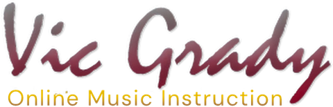 A logo for vic grady online music instruction