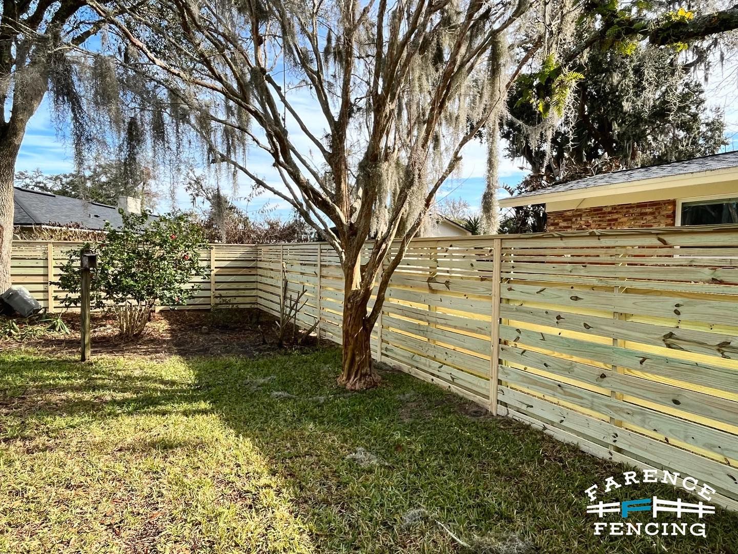 Yellowish Wooden Fence — Jacksonville, FL — Farence Fencing Vinyl Gate — Jacksonville, FL — Farence Fencing
