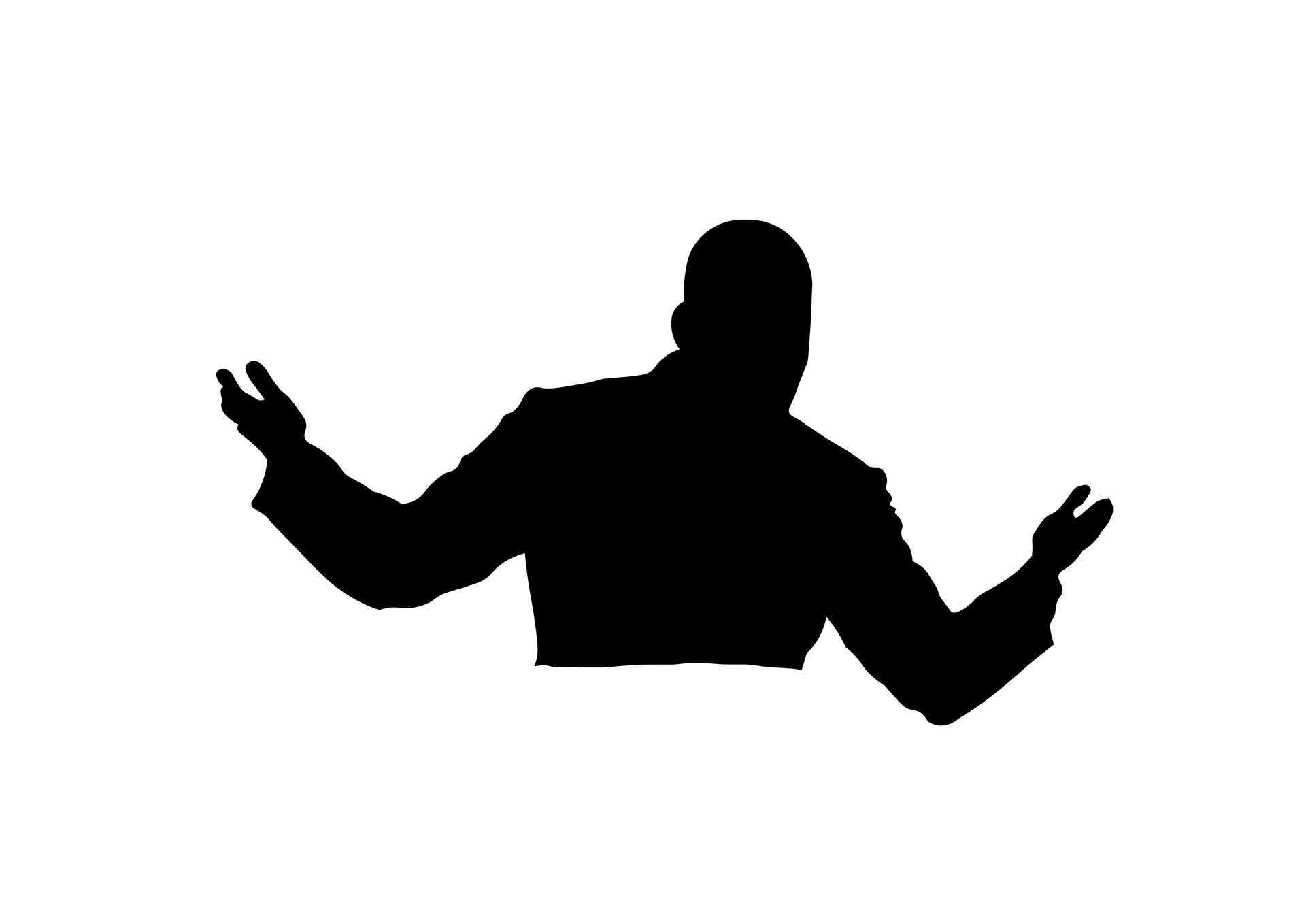 Dr conference.Silhouette of a person with open arms and outstretched hands, as if making a presentation.