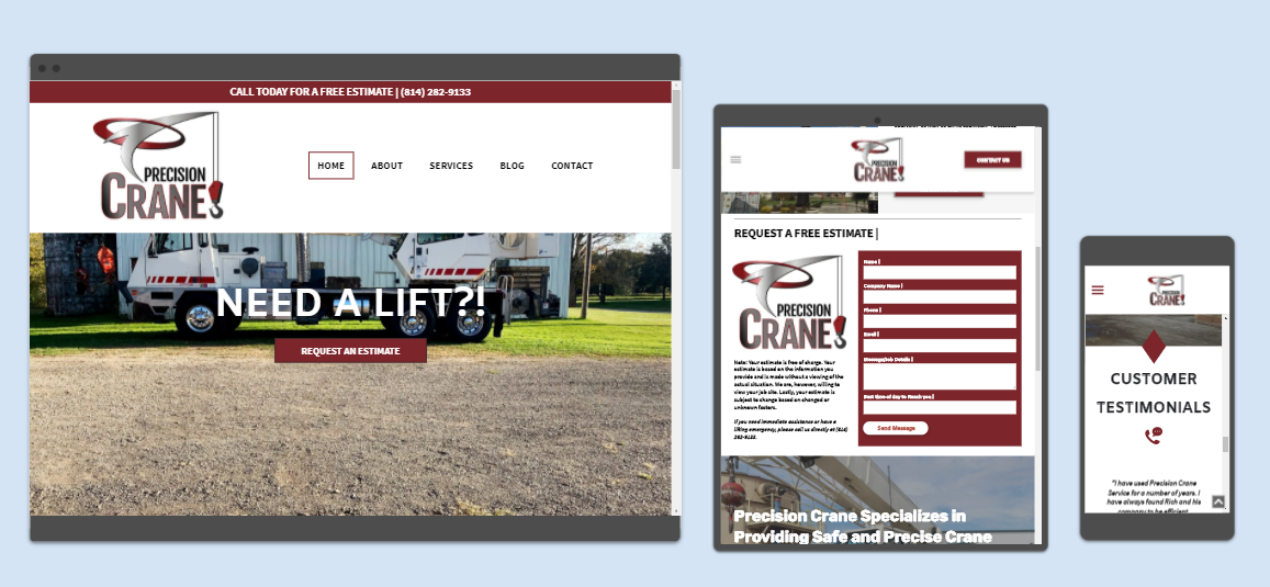 Website layout showing the website design across desktop, tablet, and mobile devices.