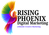 Colorful phoenix logo with text: