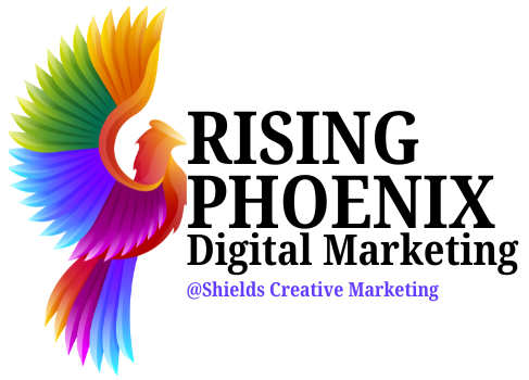 Colorful phoenix logo with text: 