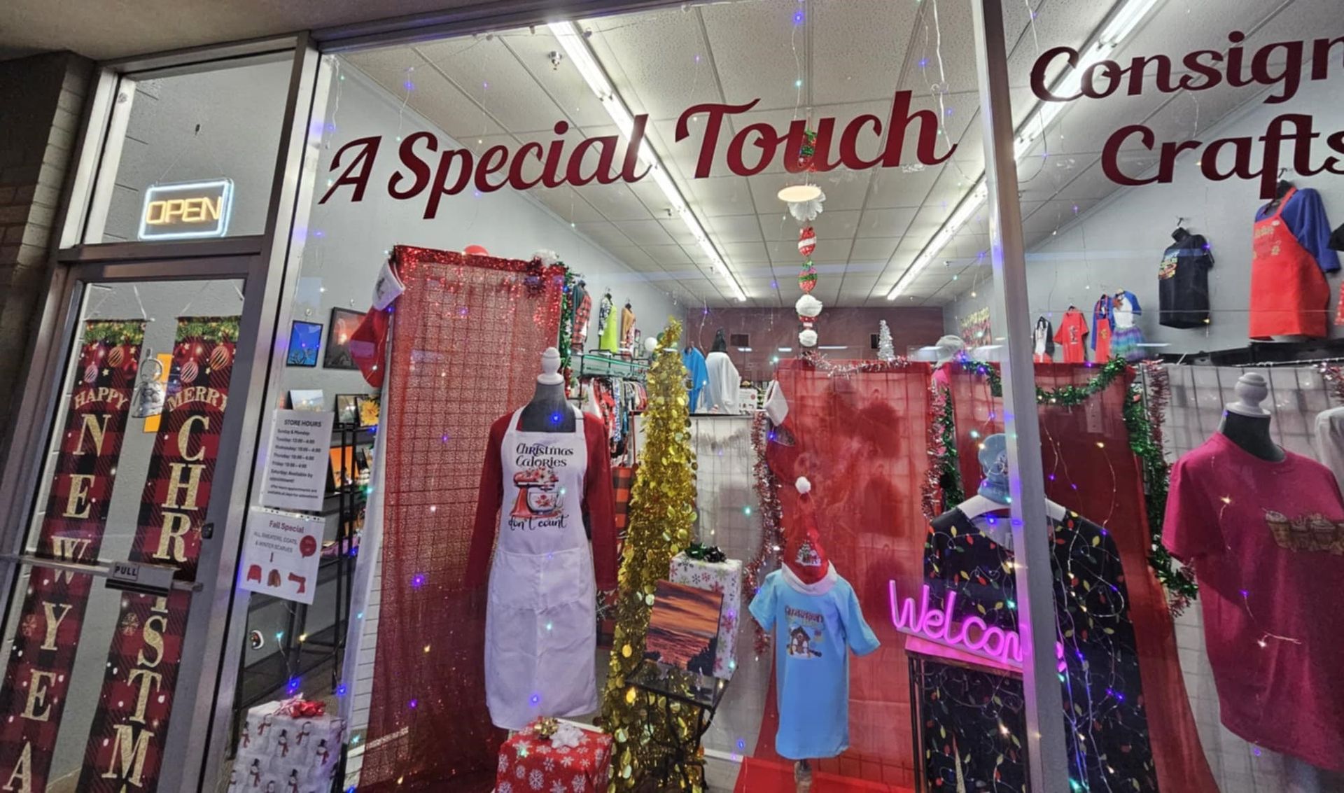 A store front with a sign that says a special touch