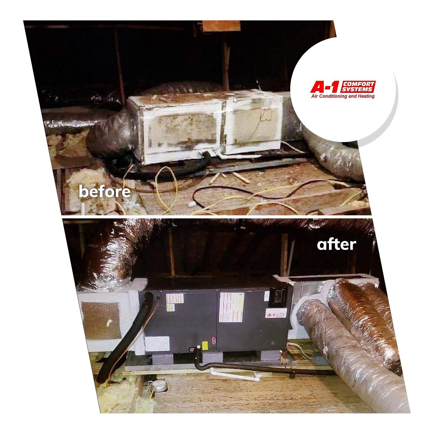 Before And After HVAC Unit - Freeport, TX - A1 Comfort Systems