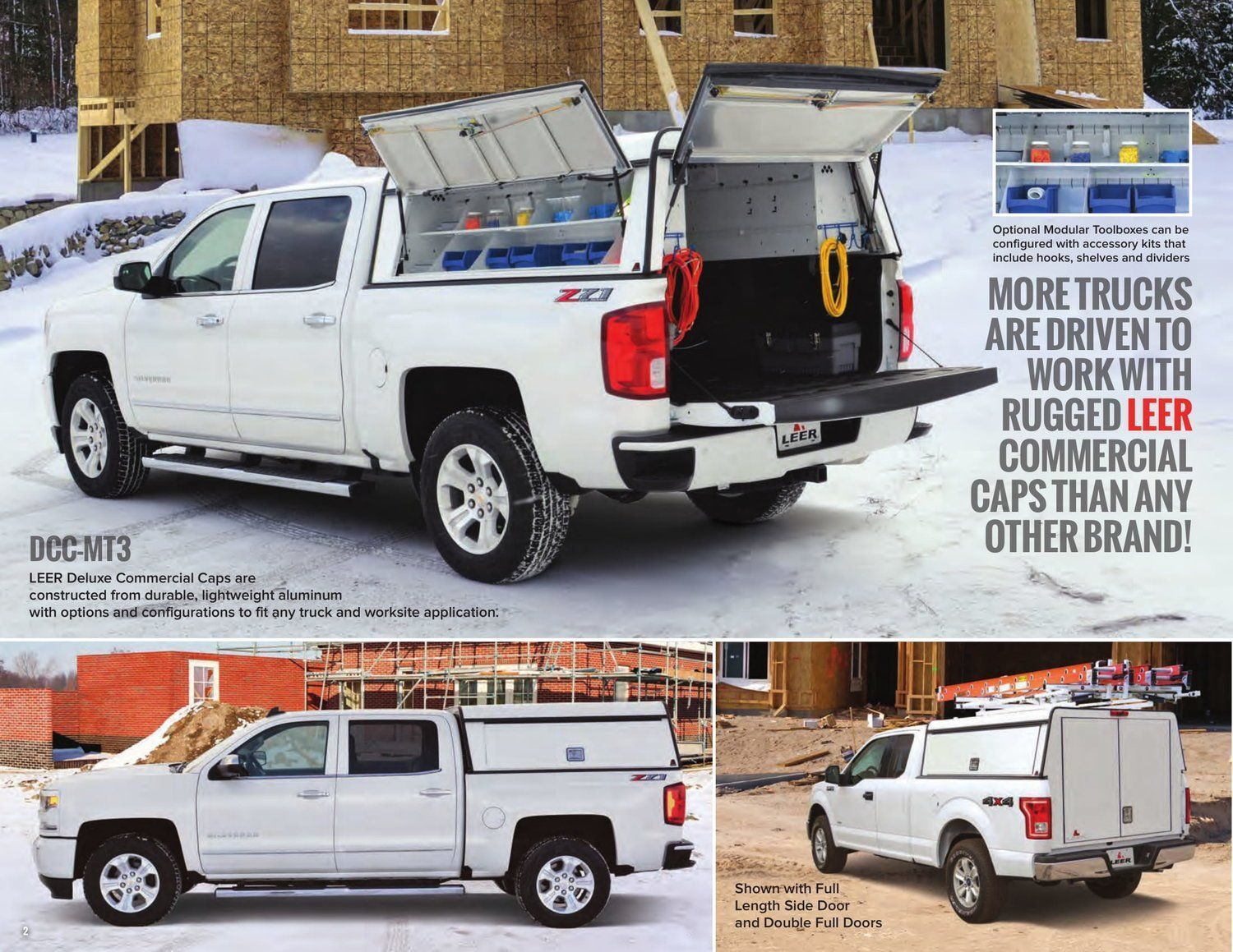 A white truck with a rugged leer commercial cap
