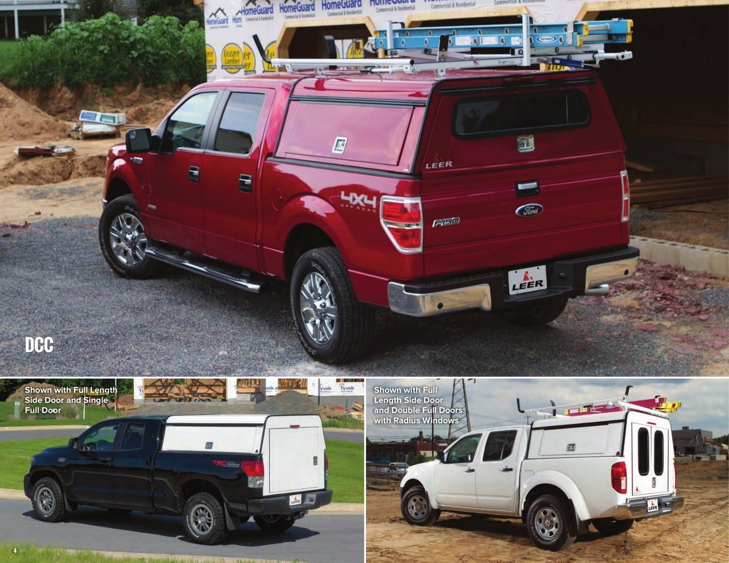 A red truck with a white canopy on top of it