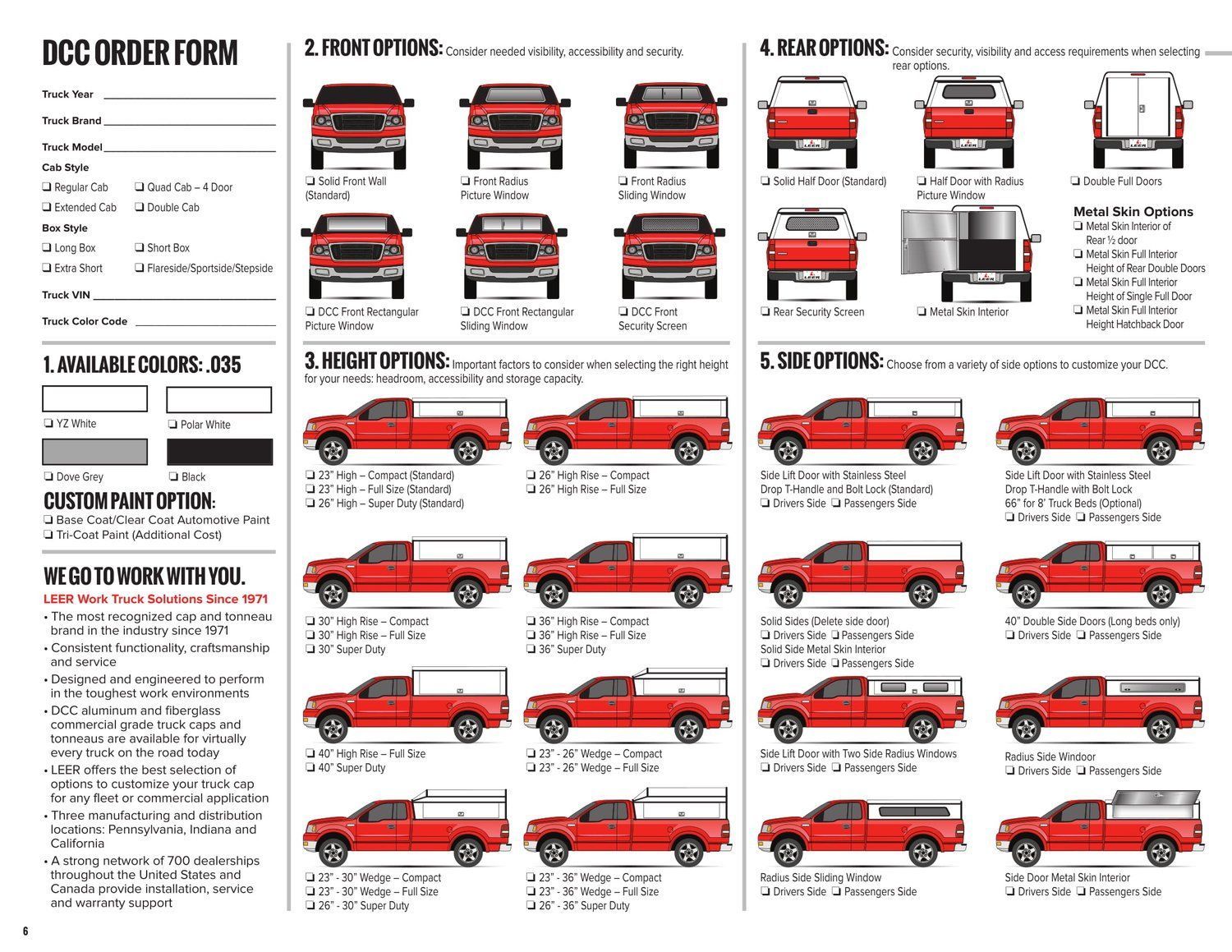 A brochure showing the different types of pickup trucks