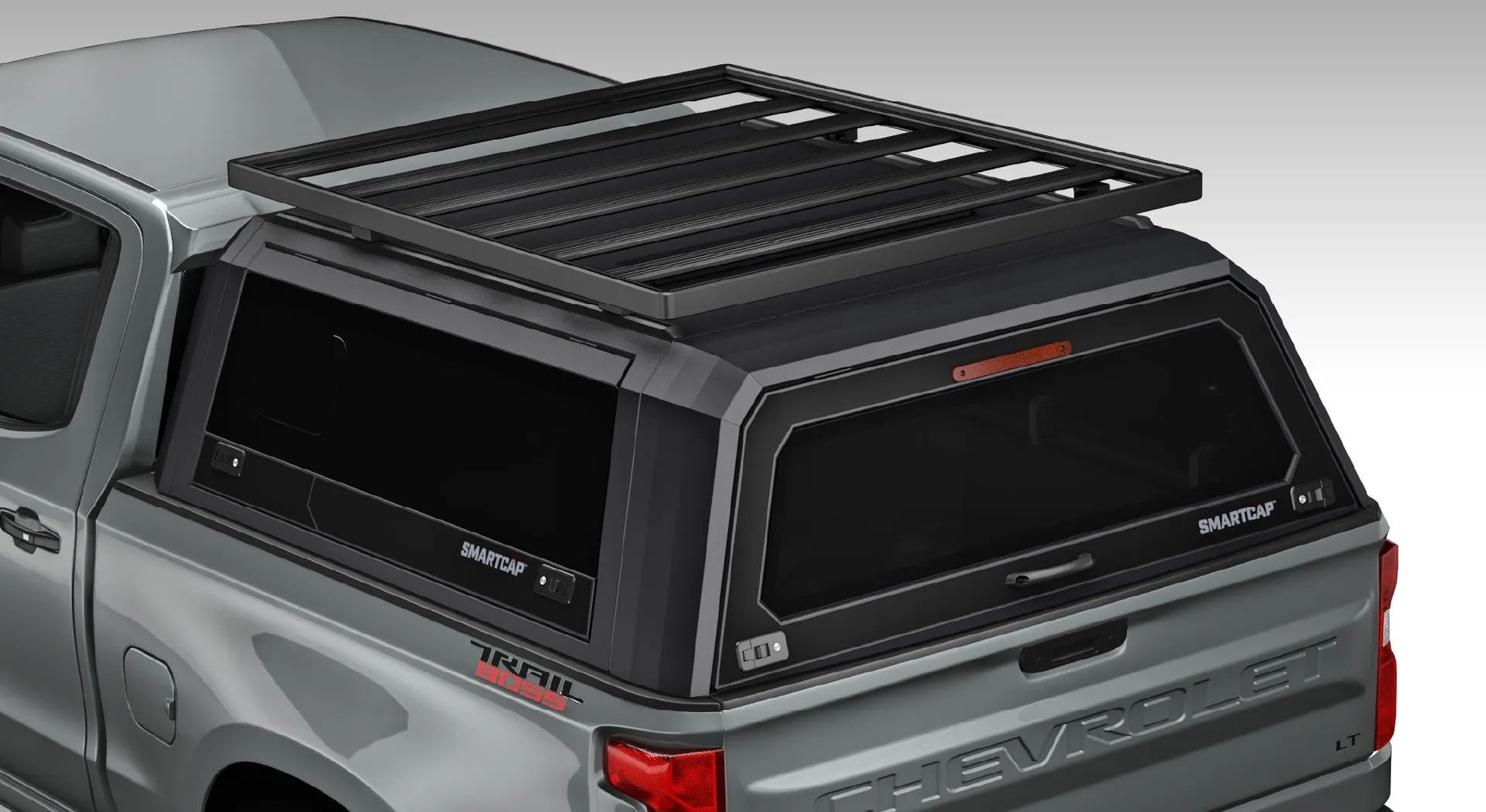 A truck with a roof rack on top of it.