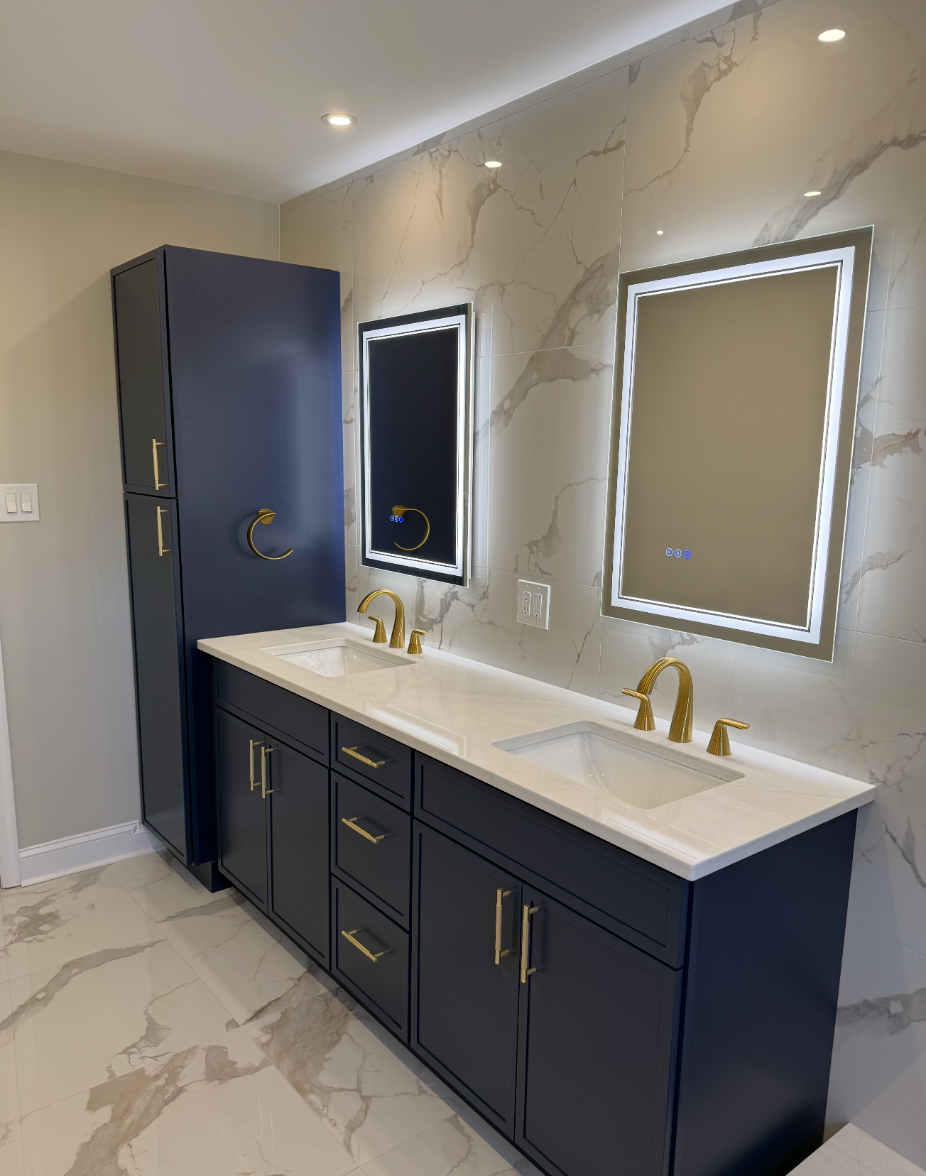 Interior remodeling with modern wall lighting and finishes NJ