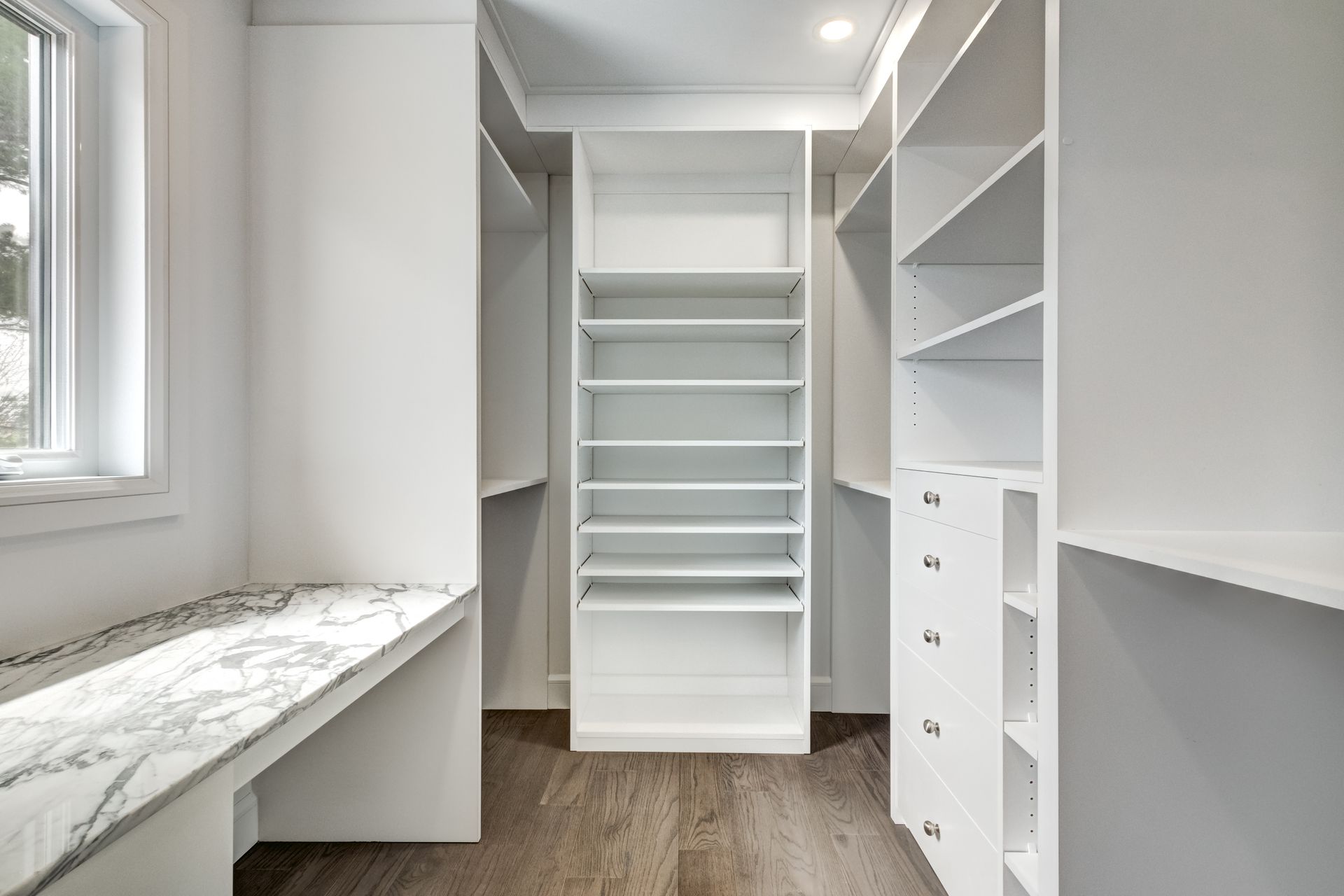 Custom closet design with built in shelving and storage NJ