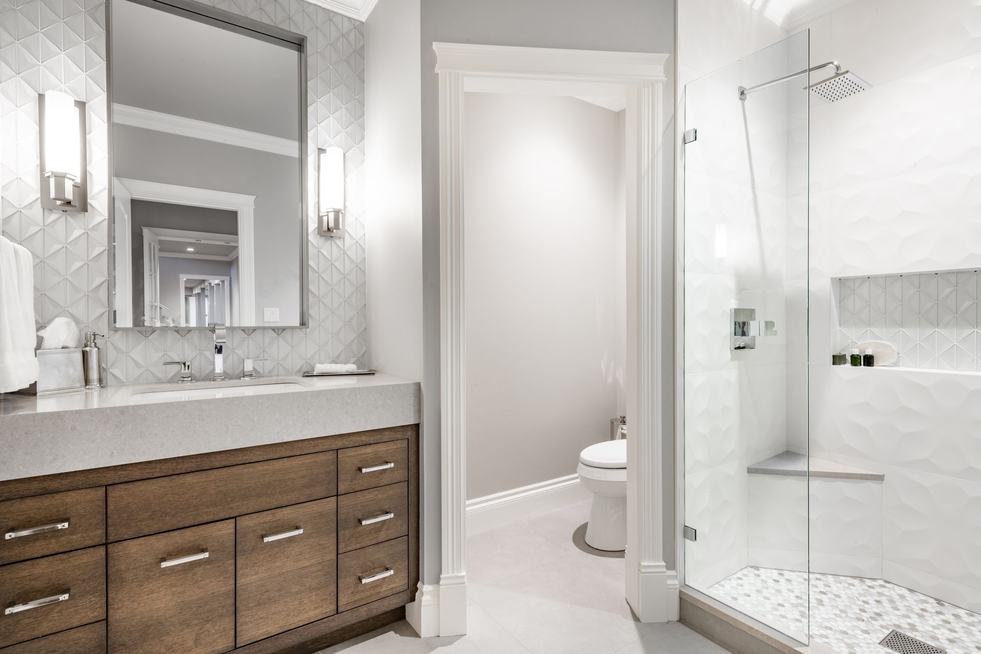Bathroom remodeling with vanity and walk in shower NJ