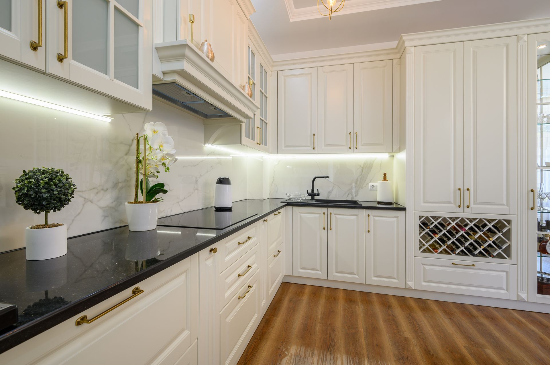 Kitchen remodeling with custom white cabinets and modern design NJ