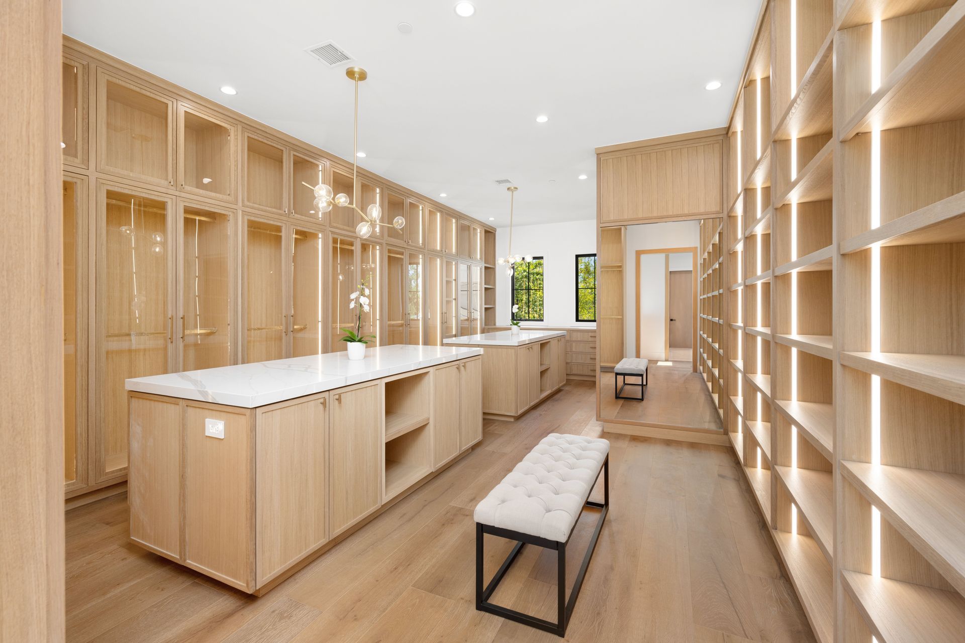 Custom walk in closet with built in shelving and storage NJ