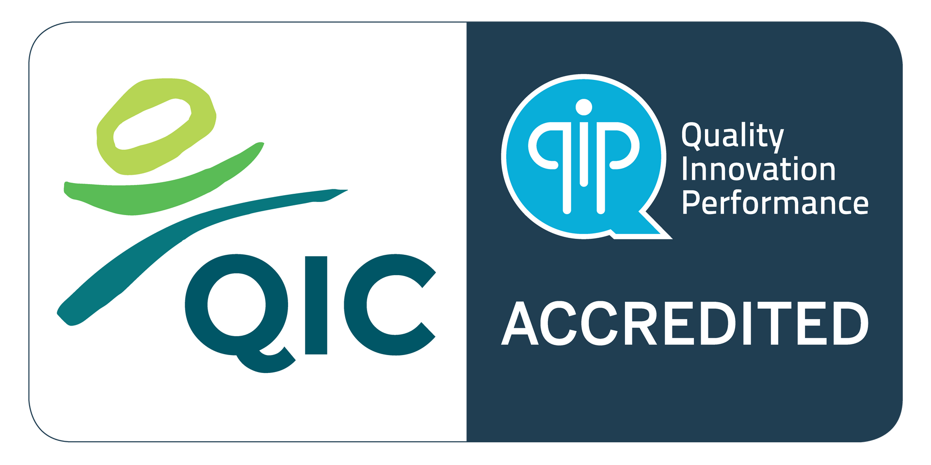 The logo for quality innovation performance is accredited.