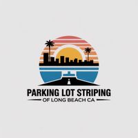 Parking Lot Striping of Long Beach CA logo with sunset design and professional pavement marking branding