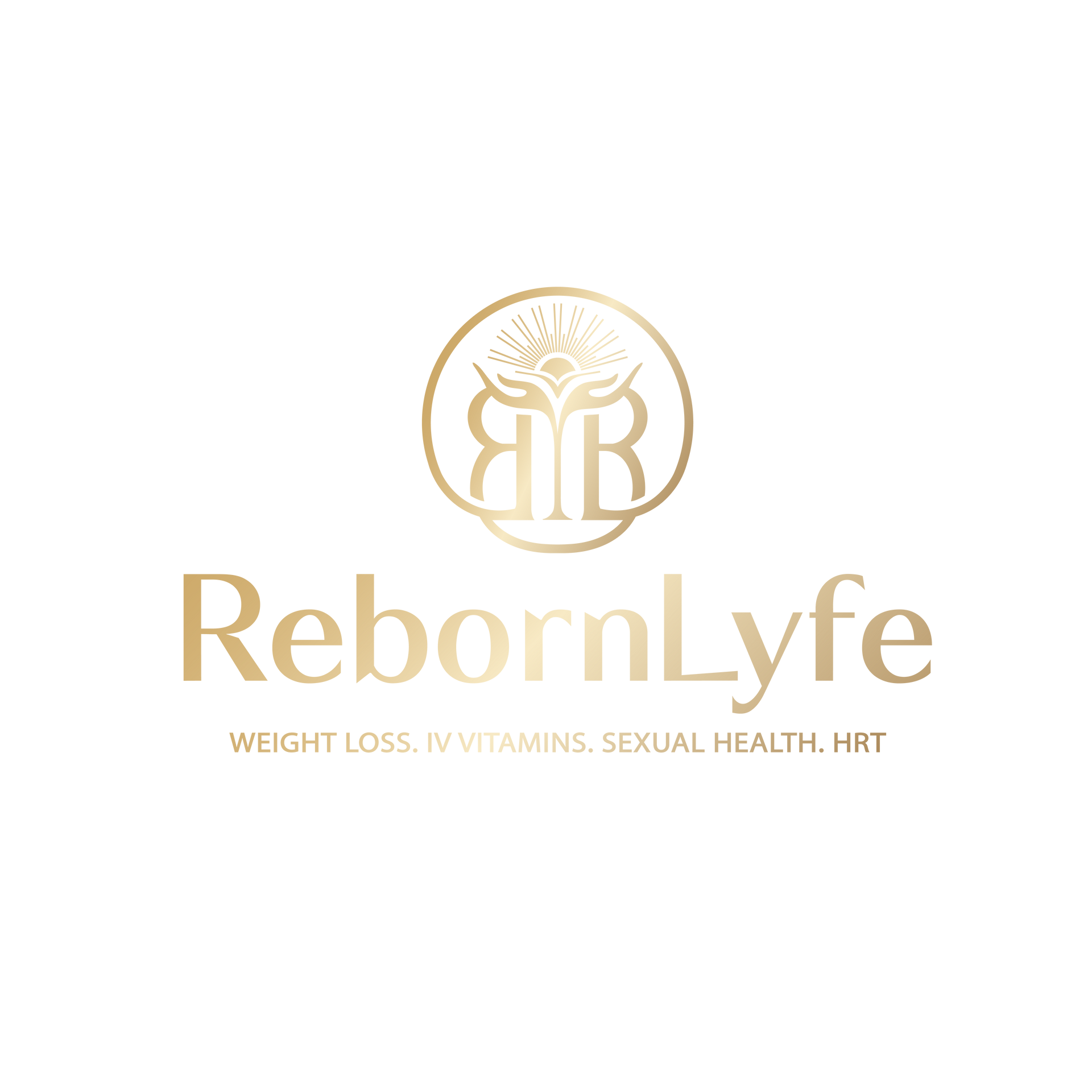 A logo for reborn weight loss iv vitamins and testosterone