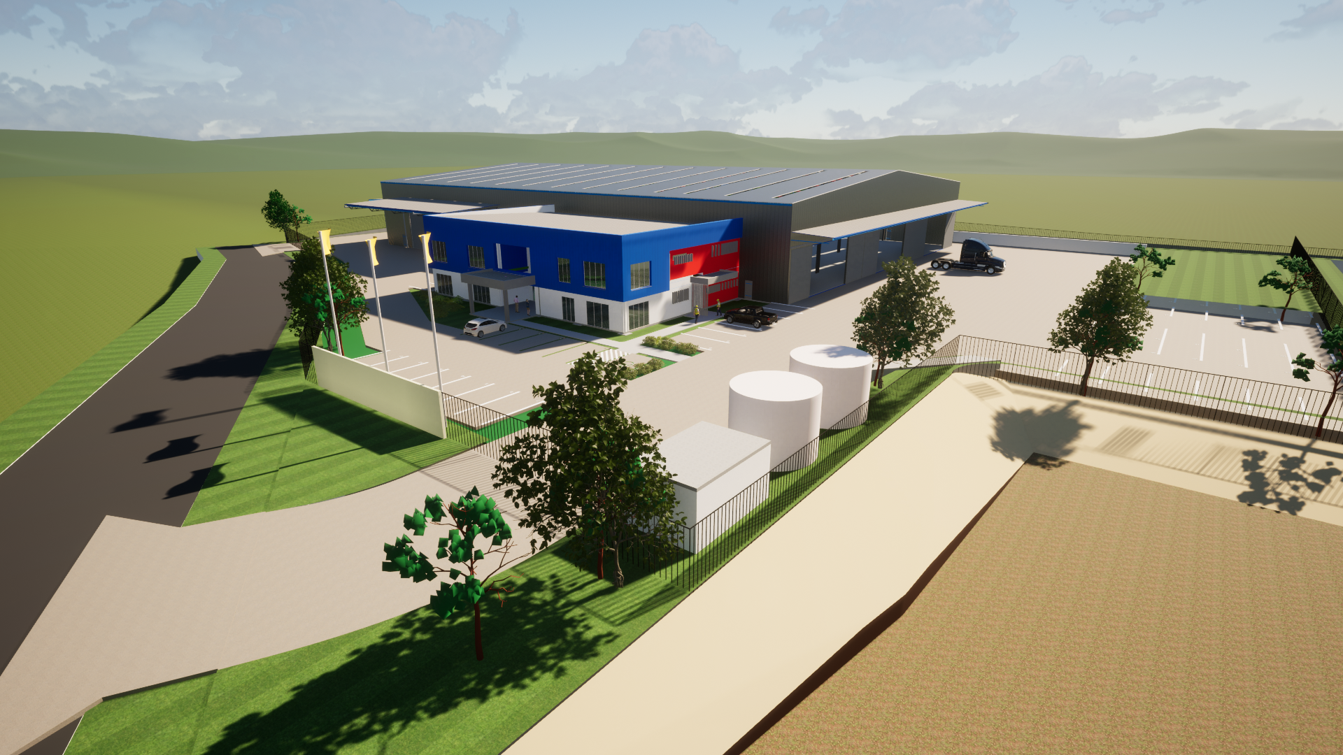 A Large Industrial Shed with A Sign that Says ' Gps ' on It — AMF Building Design in Koongal, QLD