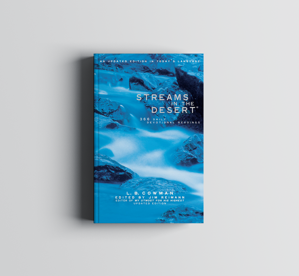 A blue book titled streams of the desert
