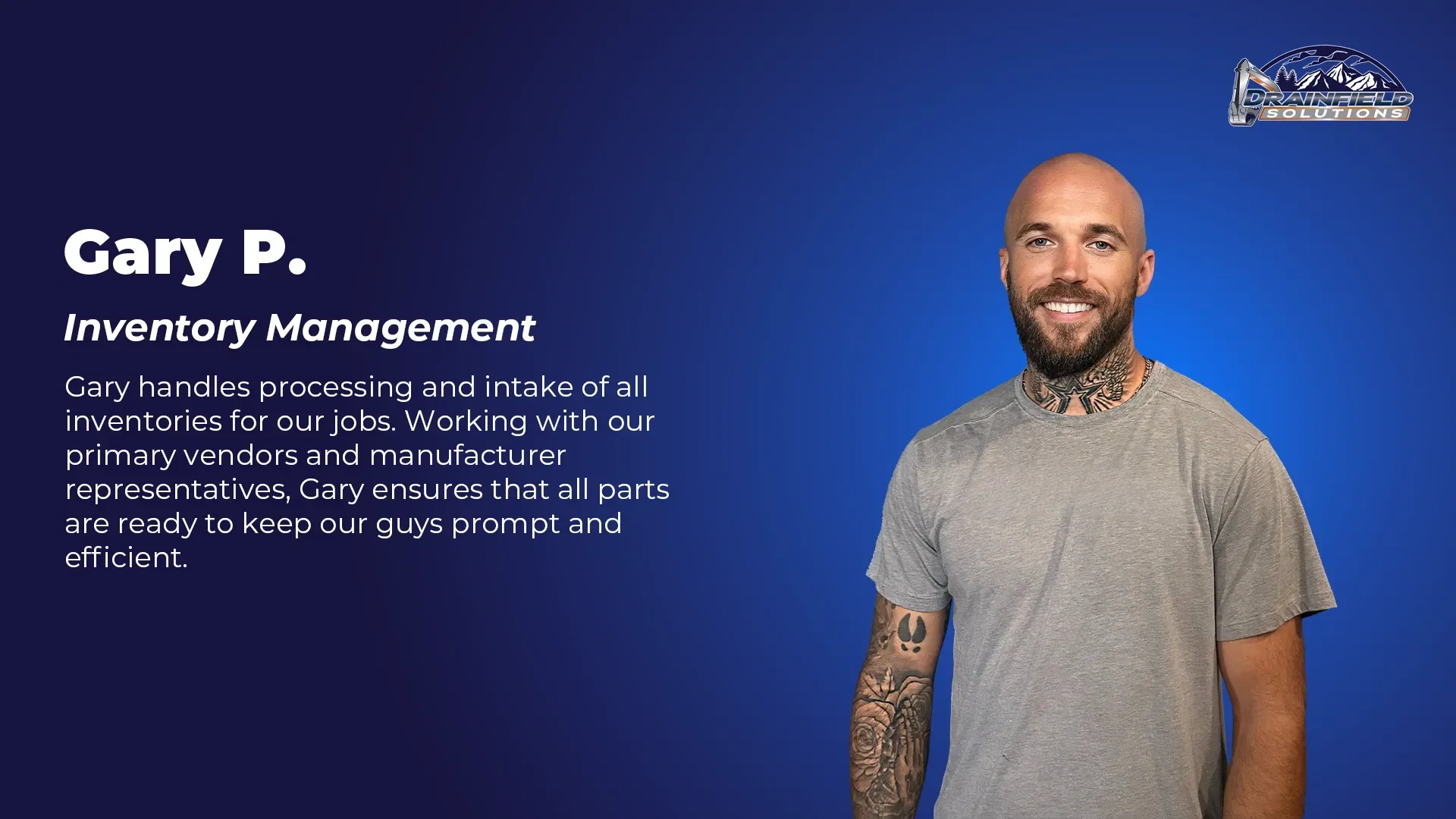 Gary P., Inventory Management at Drainfield Solutions