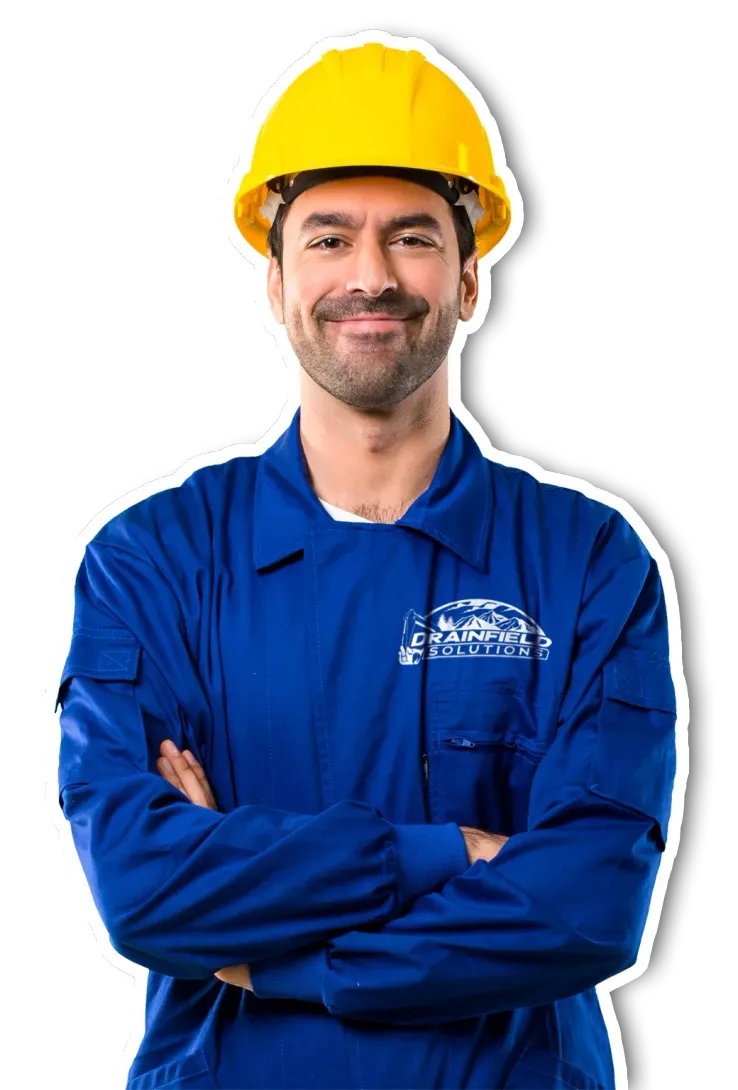 worker offering septic & drainfield services in Central Virginia