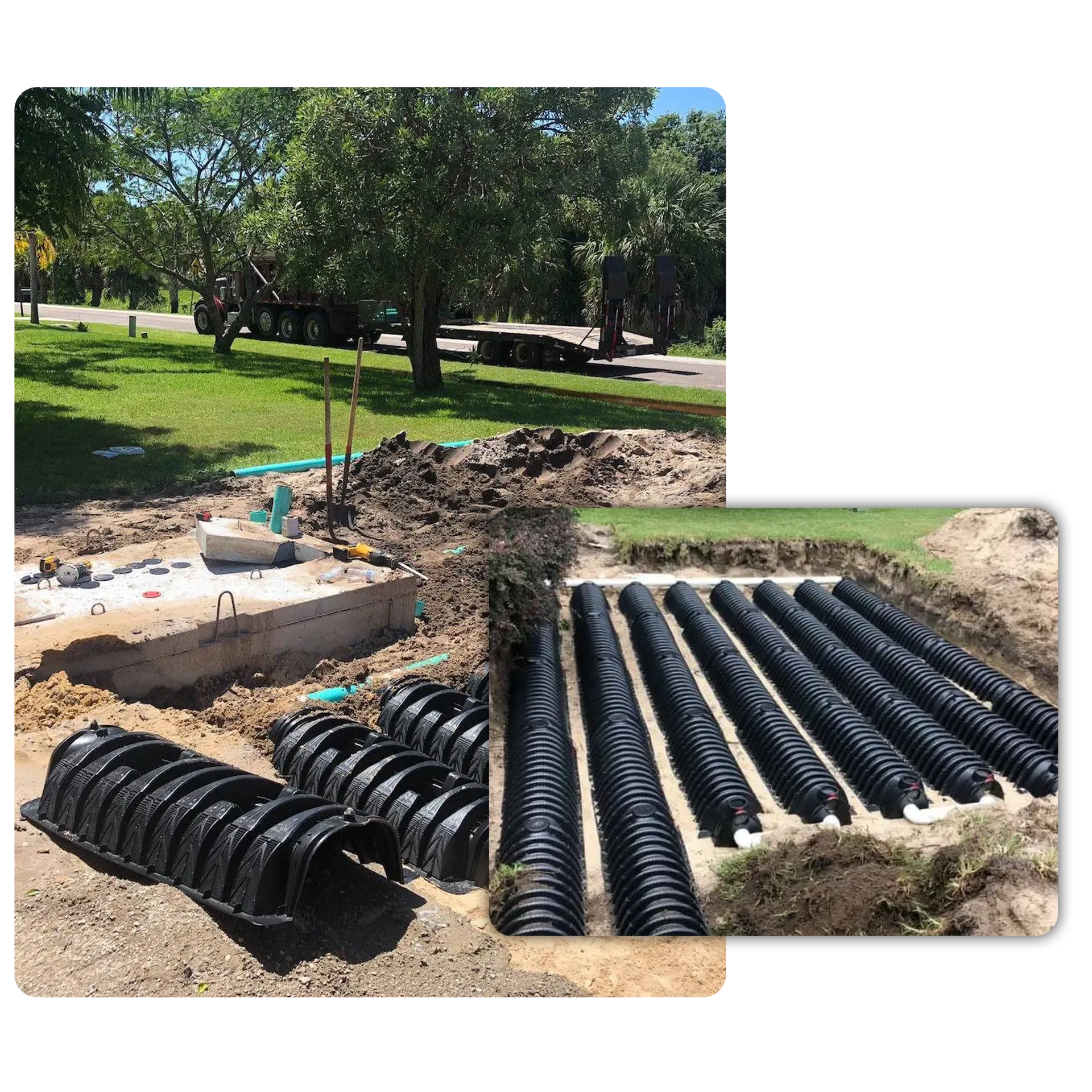 Septic drainfield installation setup in Central Virginia