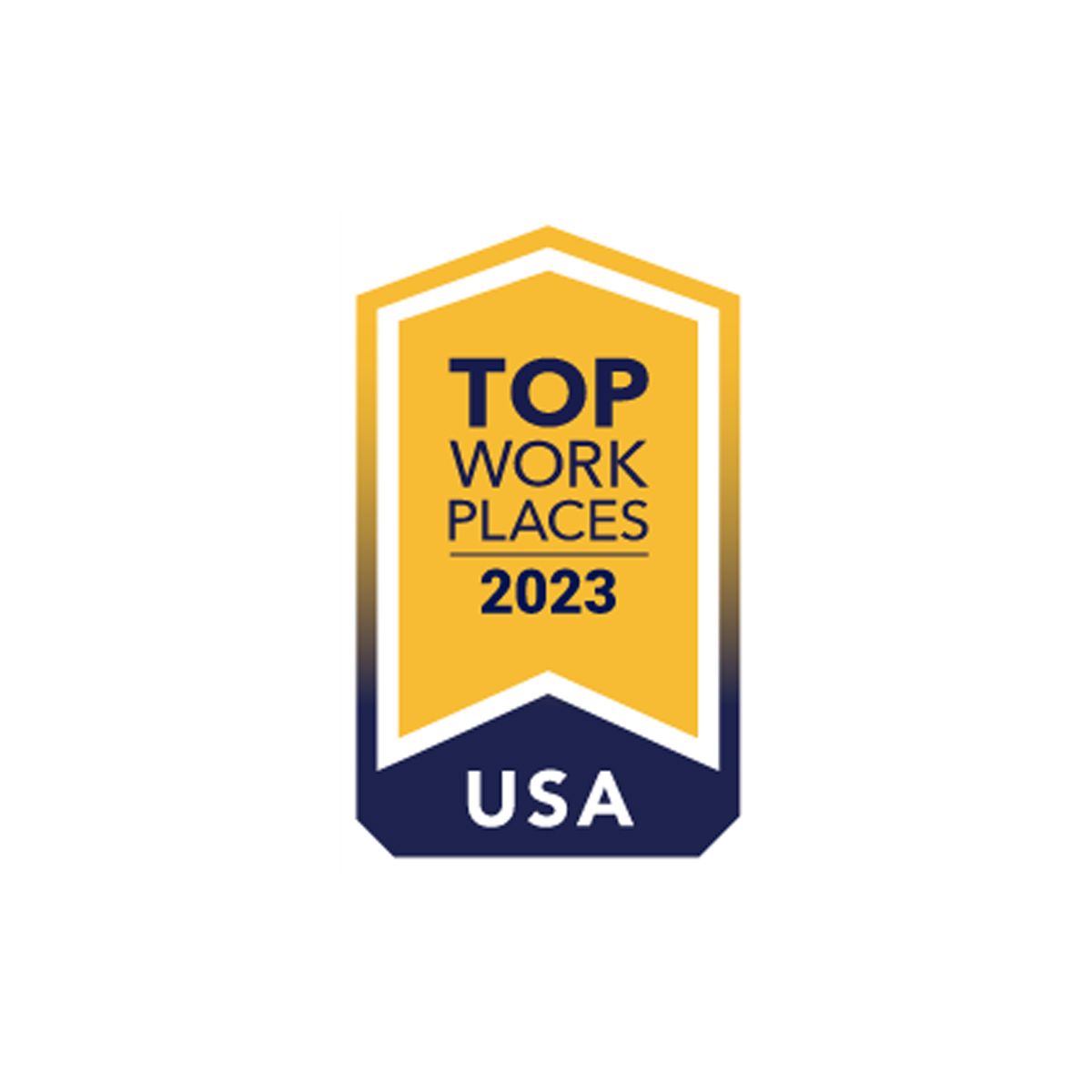 A logo for top work places in the usa
