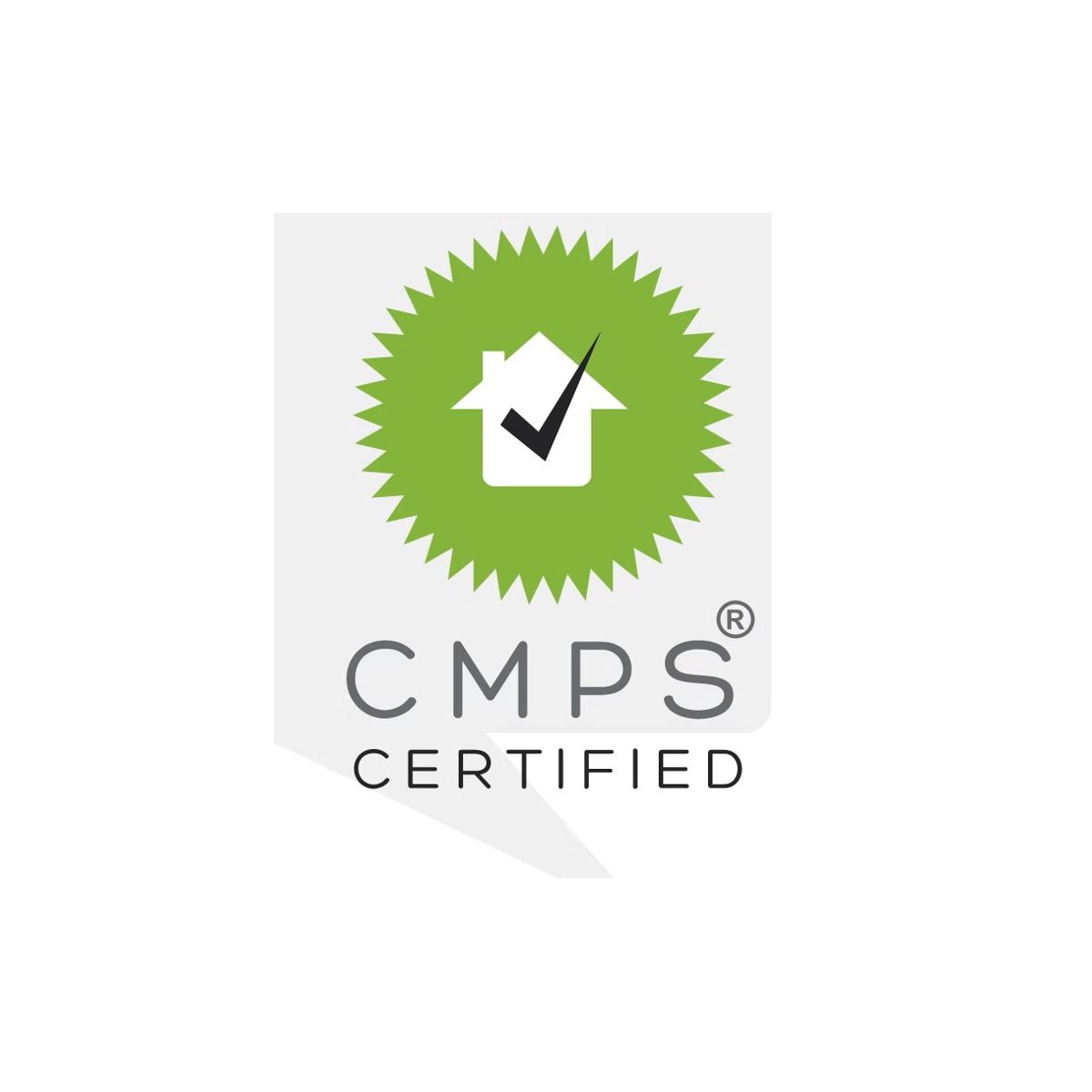 A cmps certified logo with a house and a check mark