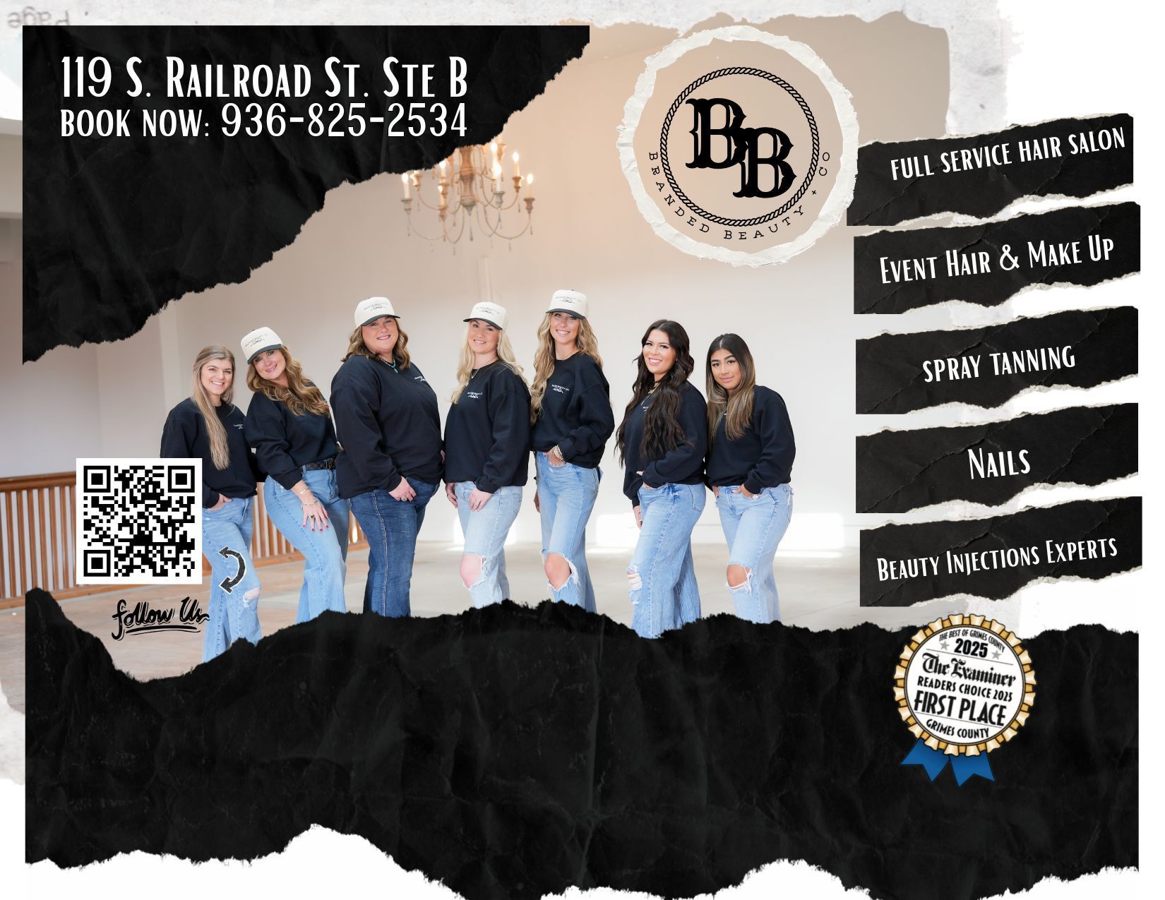 Branded Beauty + Co salon team in Navasota Texas offering hair, makeup, spray tanning, and beauty services
