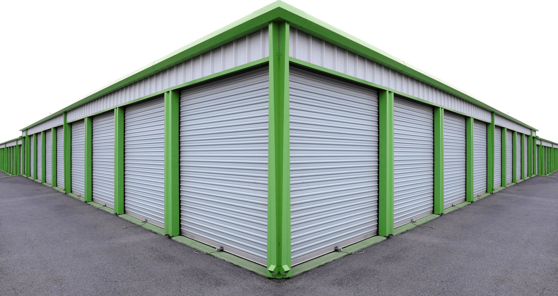 Row of Green and White Storage Units — Gympie Mini Storage in Gympie, QLD