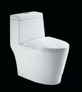 A white toilet on a black background