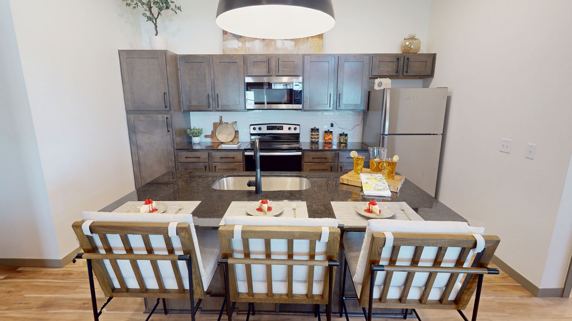 kitchen with stainless steel appliances and granite countertops