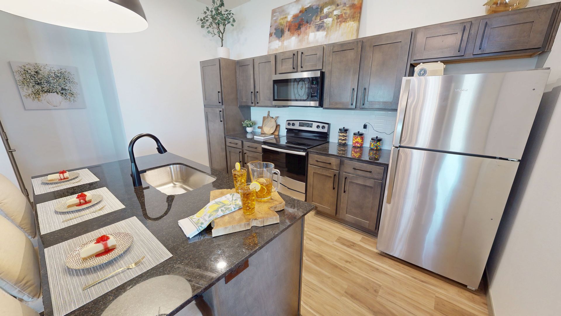 kitchen with stainless steel appliances and granite countertops