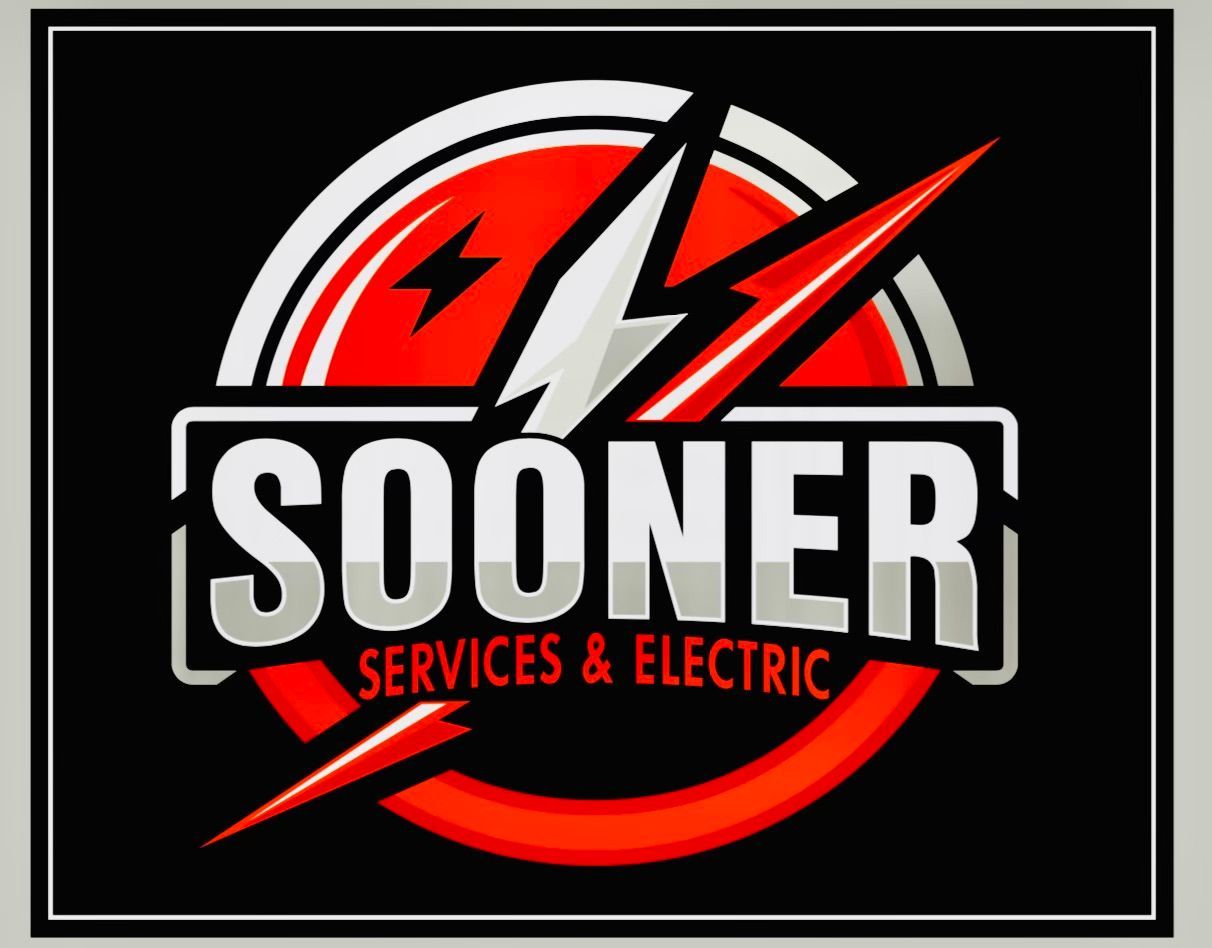 Logo for Sooner Services & Electric. Red, white, and black with a lightning bolt. Text reads "SOONER SERVICES & ELECTRIC."