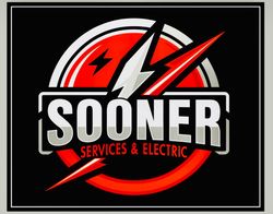Logo for Sooner Services & Electric. Red, white, and black with a lightning bolt. Text reads "SOONER SERVICES & ELECTRIC."
