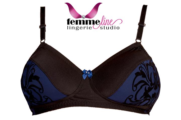 Black & Navy Unwired Full Band Bra